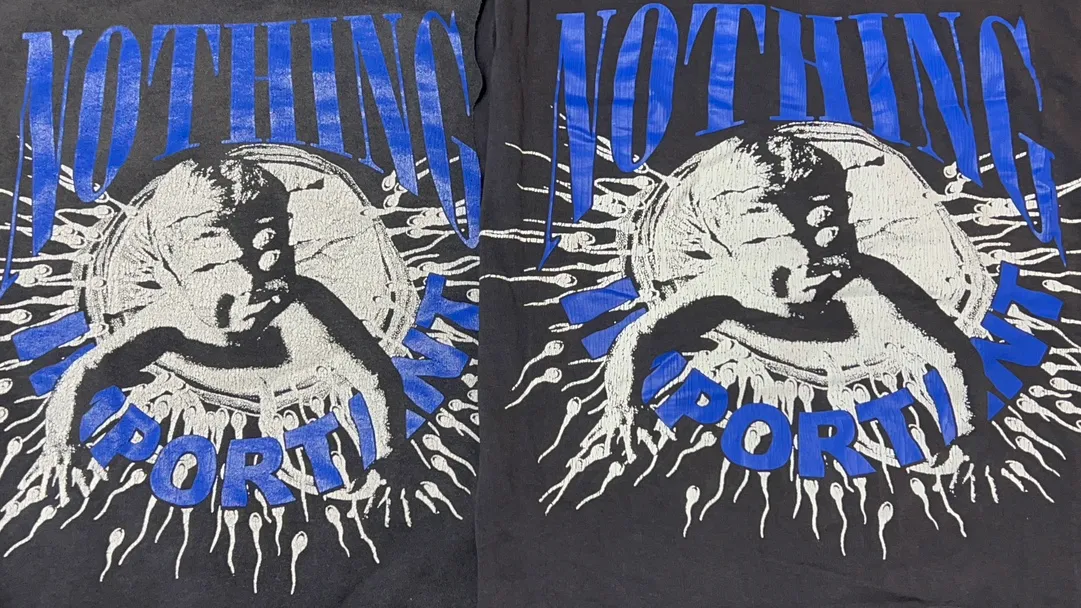 Top print restoration SAINT Mxxxxxx × Kosuke Kawamura latest joint model KK_LS TEE/NOTHING IMP/BLK Holy Infant Tadpole distressed long sleeves washed black S-XL